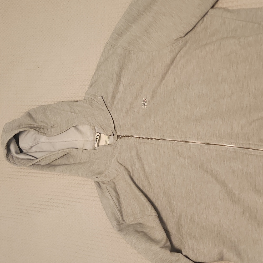 Lacoste gray zip hoodie xl